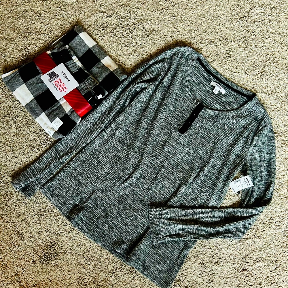 NWT Sonoma 2 piece pajama pants and top set